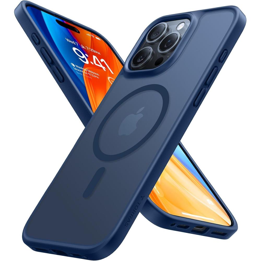 imageTORRAS Stronger Magnetic amp Shockproof for iPhone 17 Pro Max Case Fit for MagSafe Military Grade Drop Protection Camera Control DIY Button Slim for iPhone 17 Pro Max Case Translucent Deep BlueDeep Blue