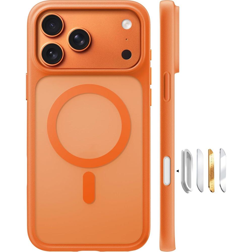 imageTORRAS Stronger Magnetic amp Shockproof for iPhone 17 Pro Max Case Fit for MagSafe Military Grade Drop Protection Camera Control DIY Button Slim for iPhone 17 Pro Max Case Translucent Deep BlueOrange