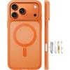 TORRAS Stronger Magnetic & Shockproof for iPhone 17 Pro Max Case, Fit for MagSafe, Military Grade Drop Protection, Camera Control, DIY Button, Slim for iPhone 17 Pro Max Case Translucent Deep Blue(Orange)