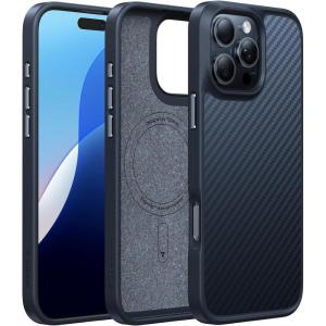 TORRAS Stronger Magnetic & Shockproof for iPhone 17 Pro Max Case, Fit for MagSafe, Military Grade Drop Protection, Camera Control, DIY Button, Slim for iPhone 17 Pro Max Case Translucent Deep Blue(Aramid Fiber Black)