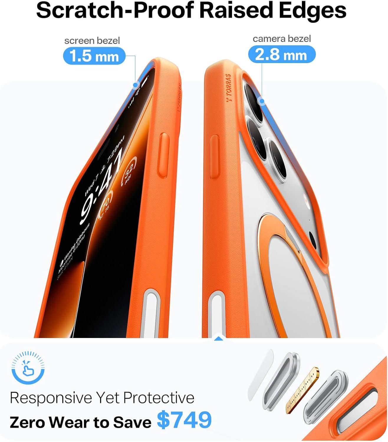imageTORRAS Q3 Spin for iPhone Air Case Patented 360 Magnetic Stand Fit for MagSafe Builtin Ring Holder Kickstand Rugged MilitaryGrade Protective Case for iPhone 17 Air Camera Control Button BlackCosmic Orange