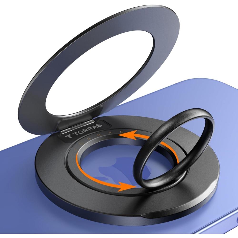 imageTORRAS Upgrade Gen20 DualRing Fit for MagSafe Phone Grip Ring Holder Kickstand Magnetic Compatible with MagSafe Accessories for iPhone 17161514131211 Samsung Google Android Desert GoldMatte Black