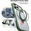 TORRAS Q3 Spin for iPhone Air Case, Patented 360 Magnetic Stand, Fit for MagSafe, Built-in Ring Holder Kickstand, Rugged Military-Grade Protective Case for iPhone 17 Air, Camera Control Button, Black(Green)