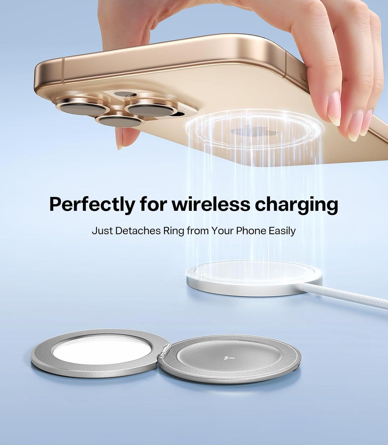 imageTORRAS 2026 Upgraded Gen 70 Magnetic Phone Grip Ring Stand Holder Comfortable Silicone Ring Compatible with MagSafe Accessories 4in1 Kickstand for iPhone 17 Pro Max 16 15 14 13 AndroidBlackSilver