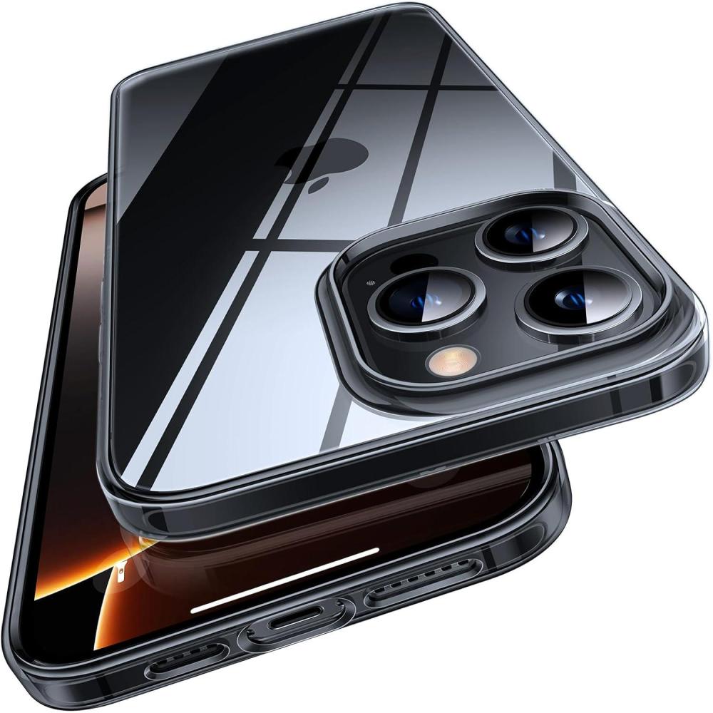 imageTORRAS Crystal Clear for iPhone 13 Pro Max Case 67 Long Lasting Clarity AntiYellowing UltraThin Slim Fit Soft Silicone Protection Cover Phone Cases for iPhone 13 Pro Max ClearClear Black