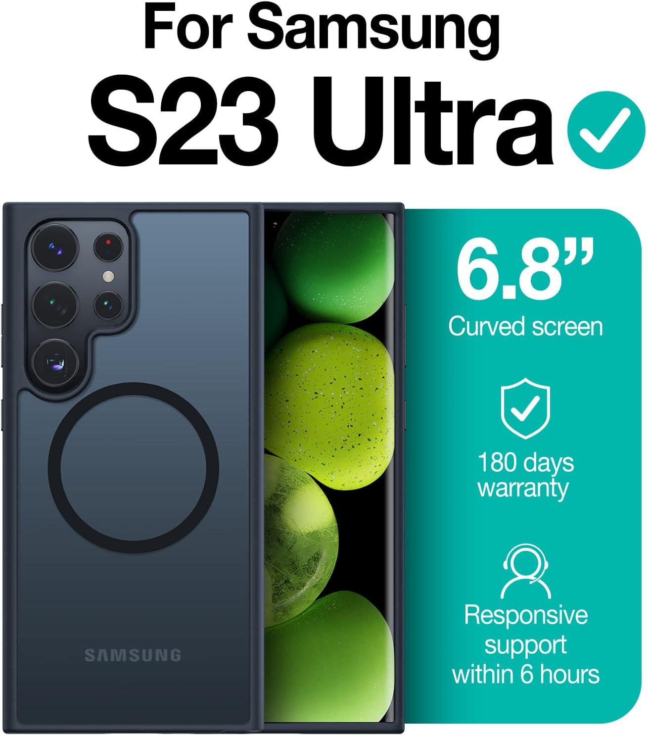 imageTORRAS Magnetic Shockproof for Samsung Galaxy S25 Ultra Case Fit for MagSafe 4X Military Grade Protection Translucent Slim Case for Samsung S25 Ultra Case AntiFingerprint AntiScratch BlackBlack