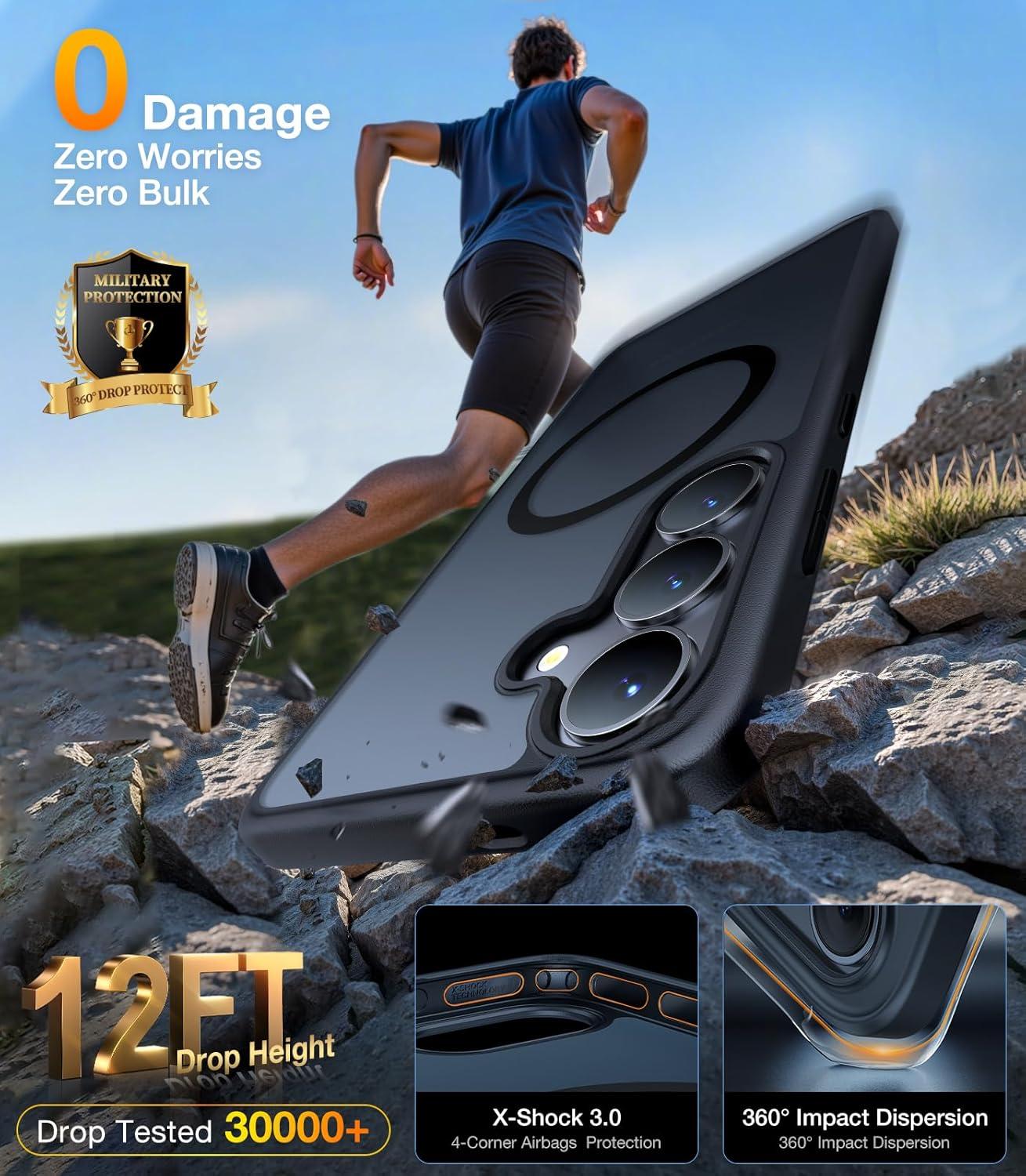 imageTORRAS Magnetic Shockproof for Samsung Galaxy S25 Ultra Case Fit for MagSafe 4X Military Grade Protection Translucent Slim Case for Samsung S25 Ultra Case AntiFingerprint AntiScratch BlackBlack