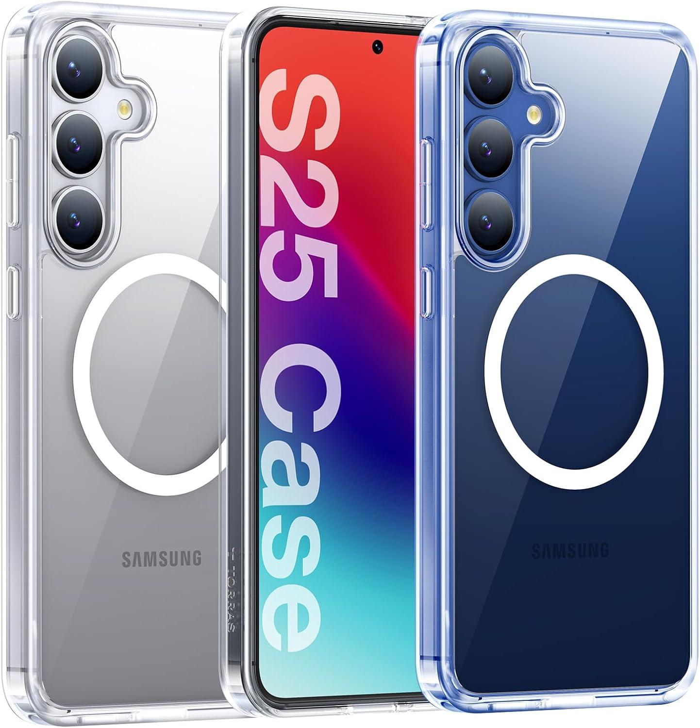 imageTORRAS Magnetic Shockproof for Samsung Galaxy S25 Ultra Case Fit for MagSafe 4X Military Grade Protection Translucent Slim Case for Samsung S25 Ultra Case AntiFingerprint AntiScratch BlackClear