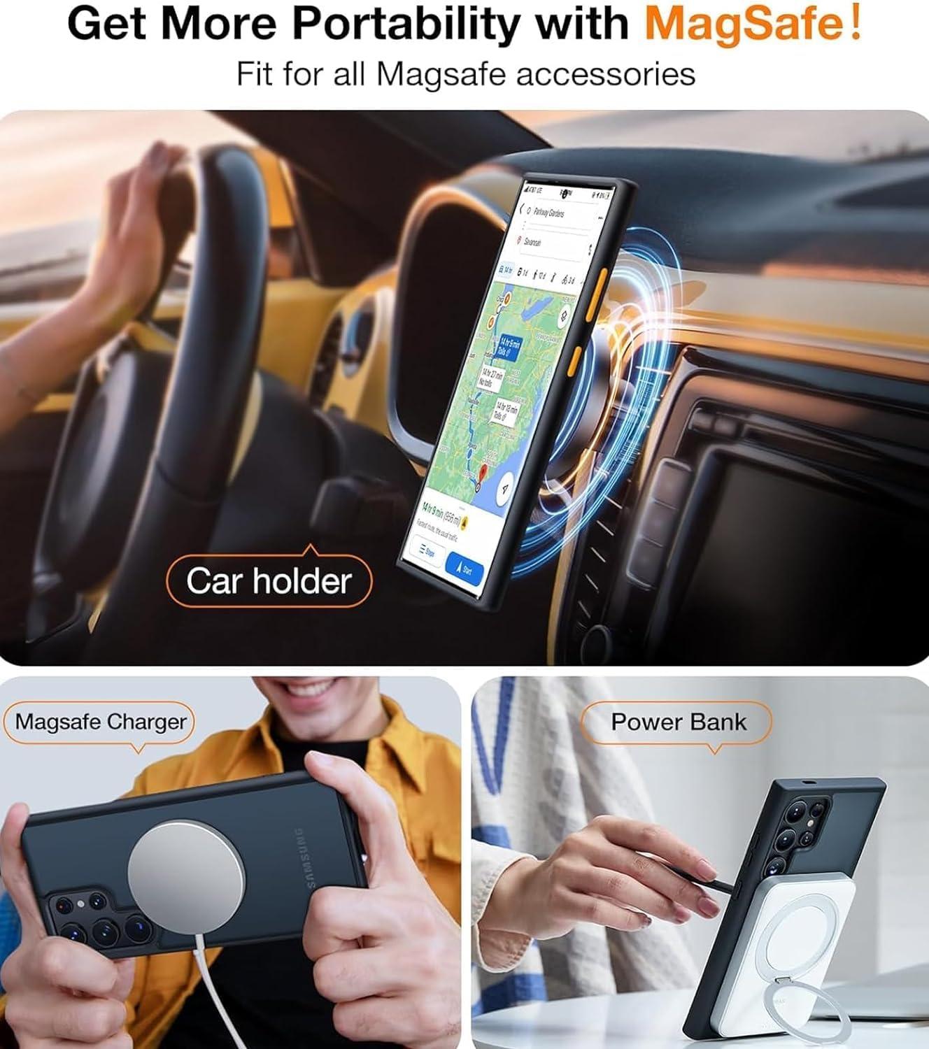 imageTORRAS Magnetic Shockproof for Samsung Galaxy S25 Ultra Case Fit for MagSafe 4X Military Grade Protection Translucent Slim Case for Samsung S25 Ultra Case AntiFingerprint AntiScratch BlackBlack