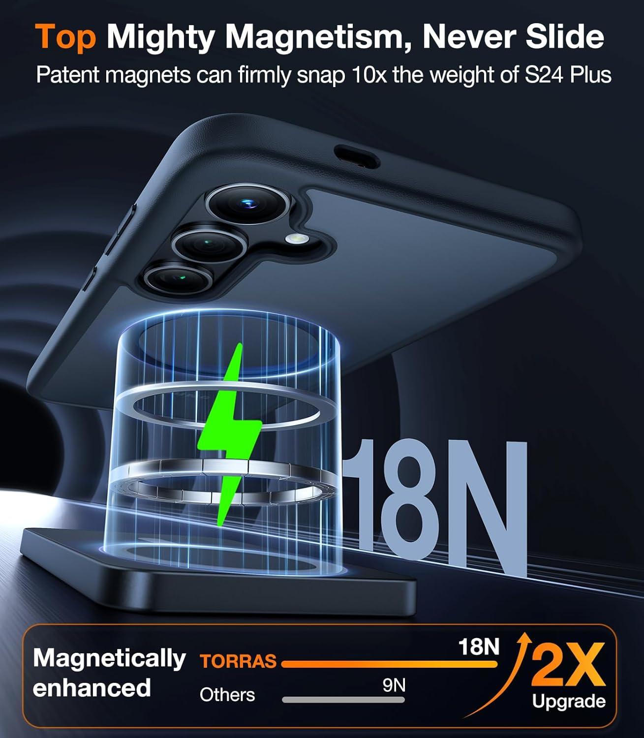 imageTORRAS Magnetic Shockproof for Samsung Galaxy S25 Ultra Case Fit for MagSafe 4X Military Grade Protection Translucent Slim Case for Samsung S25 Ultra Case AntiFingerprint AntiScratch BlackBlack