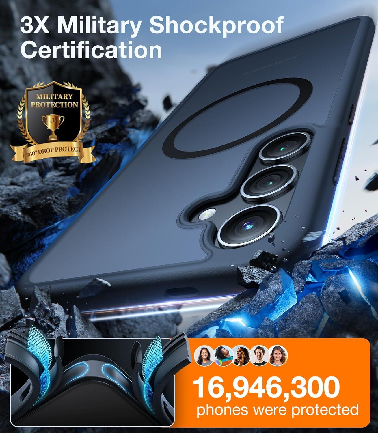 imageTORRAS Magnetic Shockproof for Samsung Galaxy S25 Ultra Case Fit for MagSafe 4X Military Grade Protection Translucent Slim Case for Samsung S25 Ultra Case AntiFingerprint AntiScratch BlackBlack