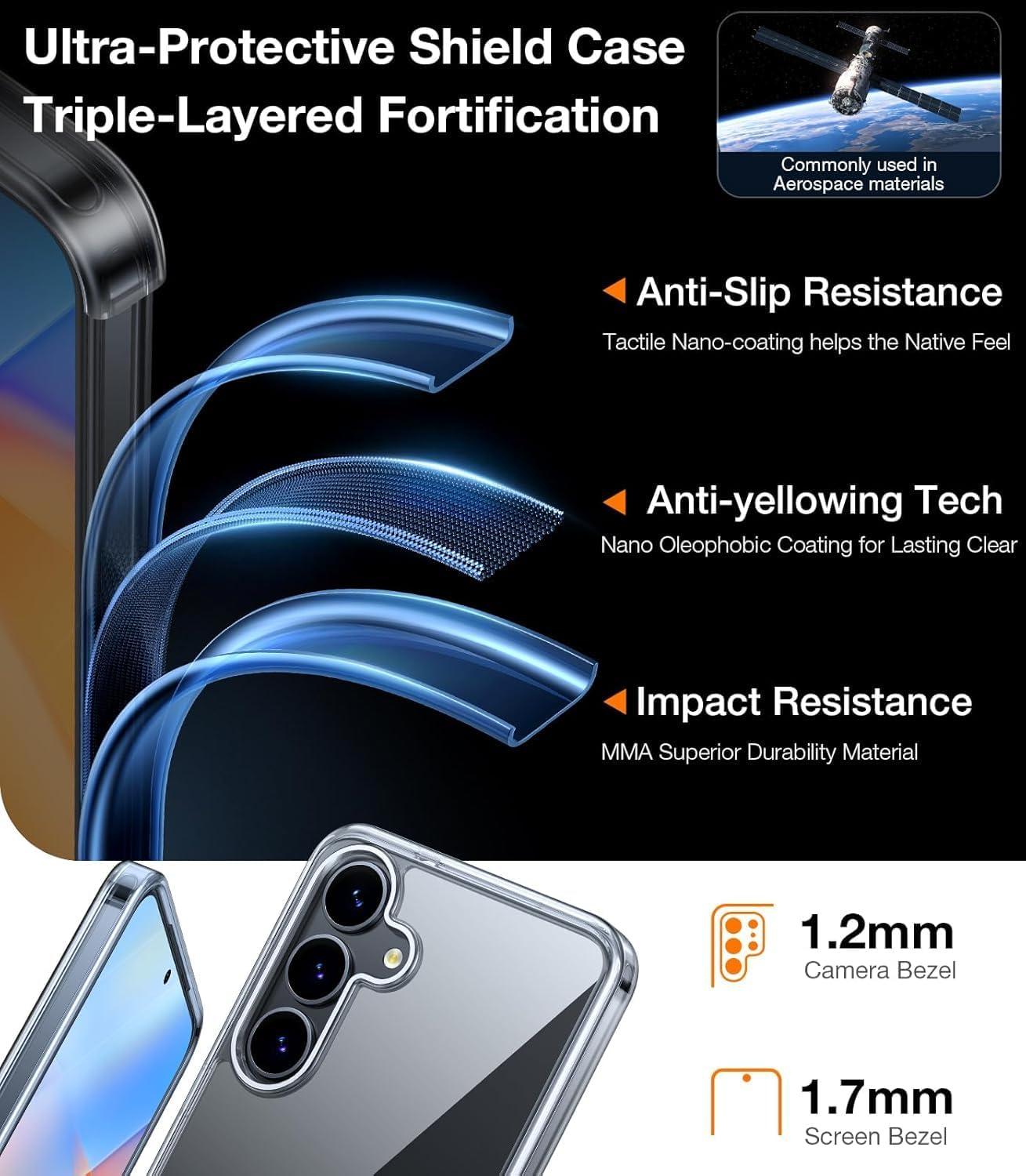 imageTORRAS Magnetic Shockproof for Samsung Galaxy S25 Ultra Case Fit for MagSafe 4X Military Grade Protection Translucent Slim Case for Samsung S25 Ultra Case AntiFingerprint AntiScratch BlackClear