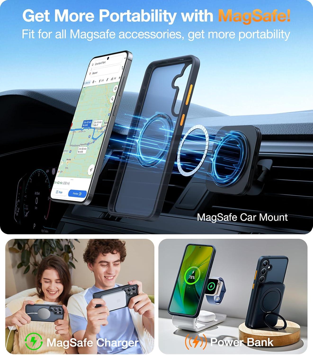 imageTORRAS Magnetic Shockproof for Samsung Galaxy S25 Ultra Case Fit for MagSafe 4X Military Grade Protection Translucent Slim Case for Samsung S25 Ultra Case AntiFingerprint AntiScratch BlackBlack