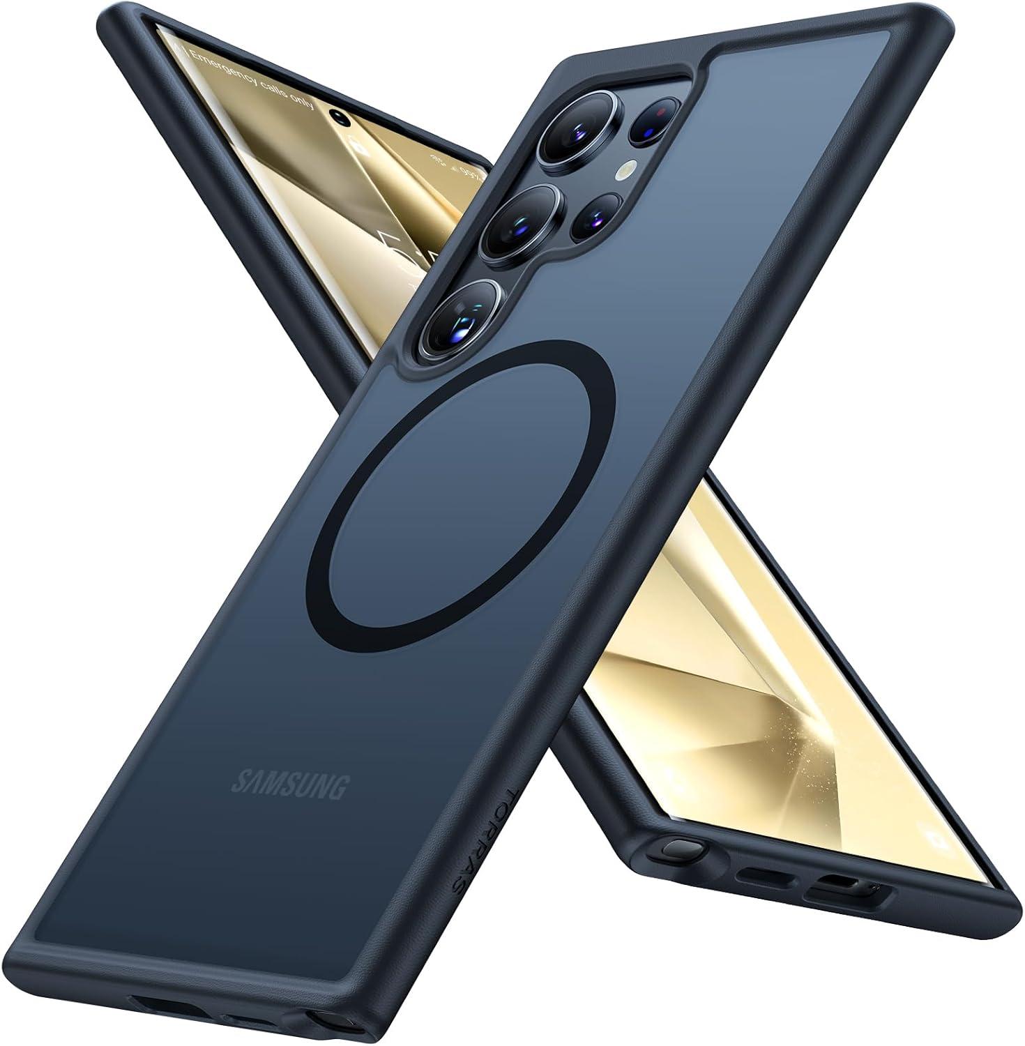 imageTORRAS Magnetic Shockproof for Samsung Galaxy S25 Ultra Case Fit for MagSafe 4X Military Grade Protection Translucent Slim Case for Samsung S25 Ultra Case AntiFingerprint AntiScratch BlackBlack