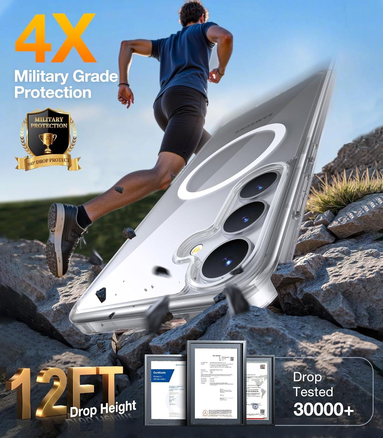 imageTORRAS Magnetic Shockproof for Samsung Galaxy S25 Ultra Case Fit for MagSafe 4X Military Grade Protection Translucent Slim Case for Samsung S25 Ultra Case AntiFingerprint AntiScratch BlackClear