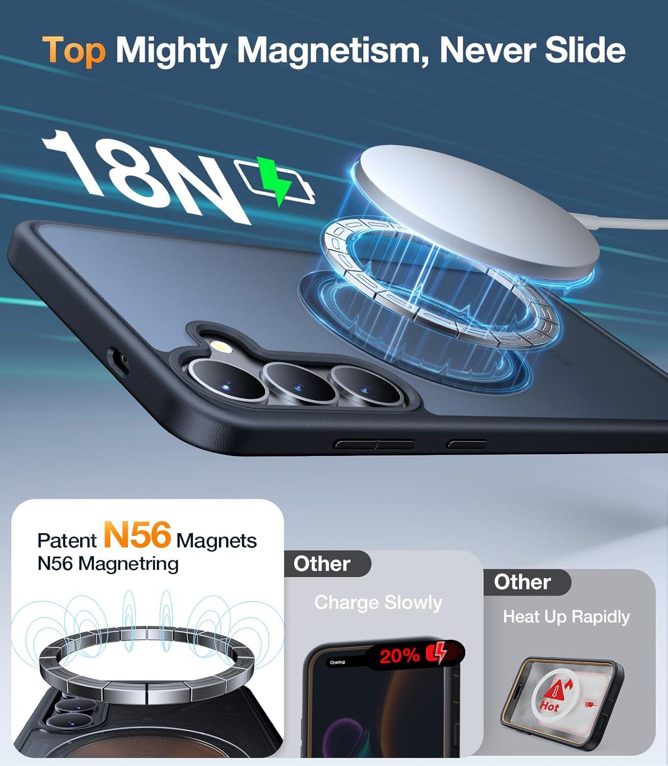 imageTORRAS Magnetic Shockproof for Samsung Galaxy S25 Ultra Case Fit for MagSafe 4X Military Grade Protection Translucent Slim Case for Samsung S25 Ultra Case AntiFingerprint AntiScratch BlackBlack