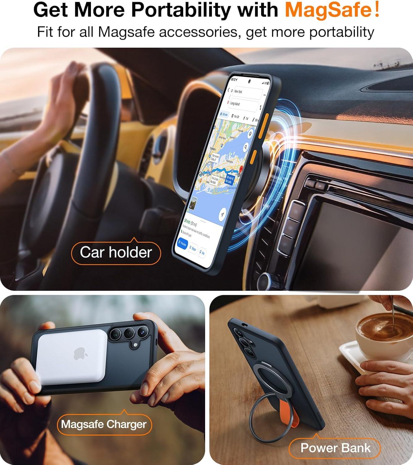 imageTORRAS Magnetic Shockproof for Samsung Galaxy S25 Ultra Case Fit for MagSafe 4X Military Grade Protection Translucent Slim Case for Samsung S25 Ultra Case AntiFingerprint AntiScratch BlackBlack