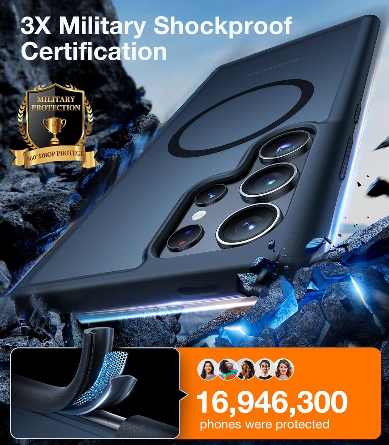 imageTORRAS Magnetic Shockproof for Samsung Galaxy S25 Ultra Case Fit for MagSafe 4X Military Grade Protection Translucent Slim Case for Samsung S25 Ultra Case AntiFingerprint AntiScratch BlackBlack