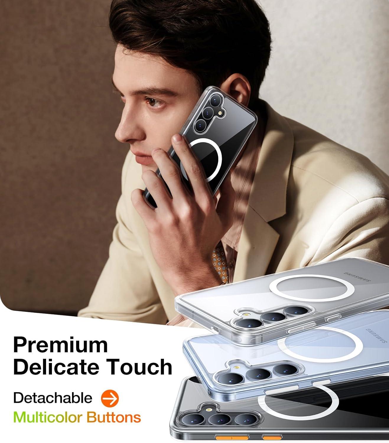 imageTORRAS Magnetic Shockproof for Samsung Galaxy S25 Ultra Case Fit for MagSafe 4X Military Grade Protection Translucent Slim Case for Samsung S25 Ultra Case AntiFingerprint AntiScratch BlackClear