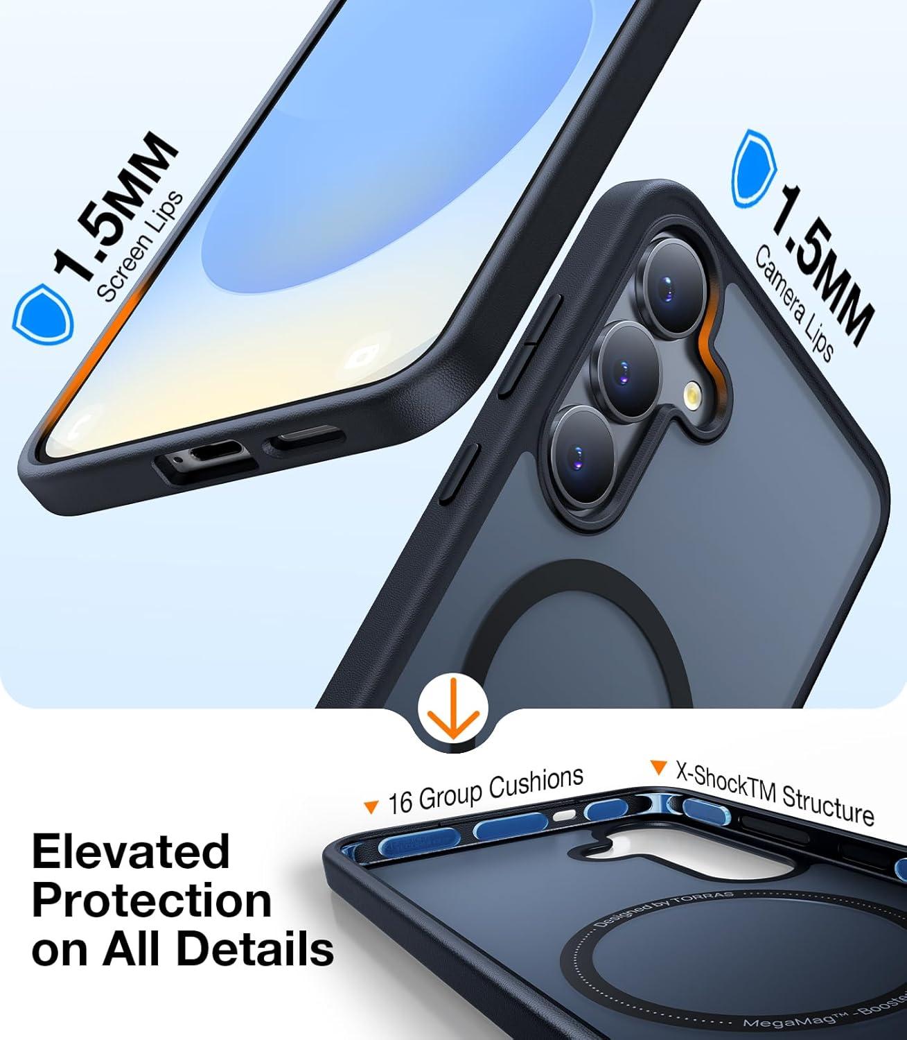 imageTORRAS Magnetic Shockproof for Samsung Galaxy S25 Ultra Case Fit for MagSafe 4X Military Grade Protection Translucent Slim Case for Samsung S25 Ultra Case AntiFingerprint AntiScratch BlackBlack