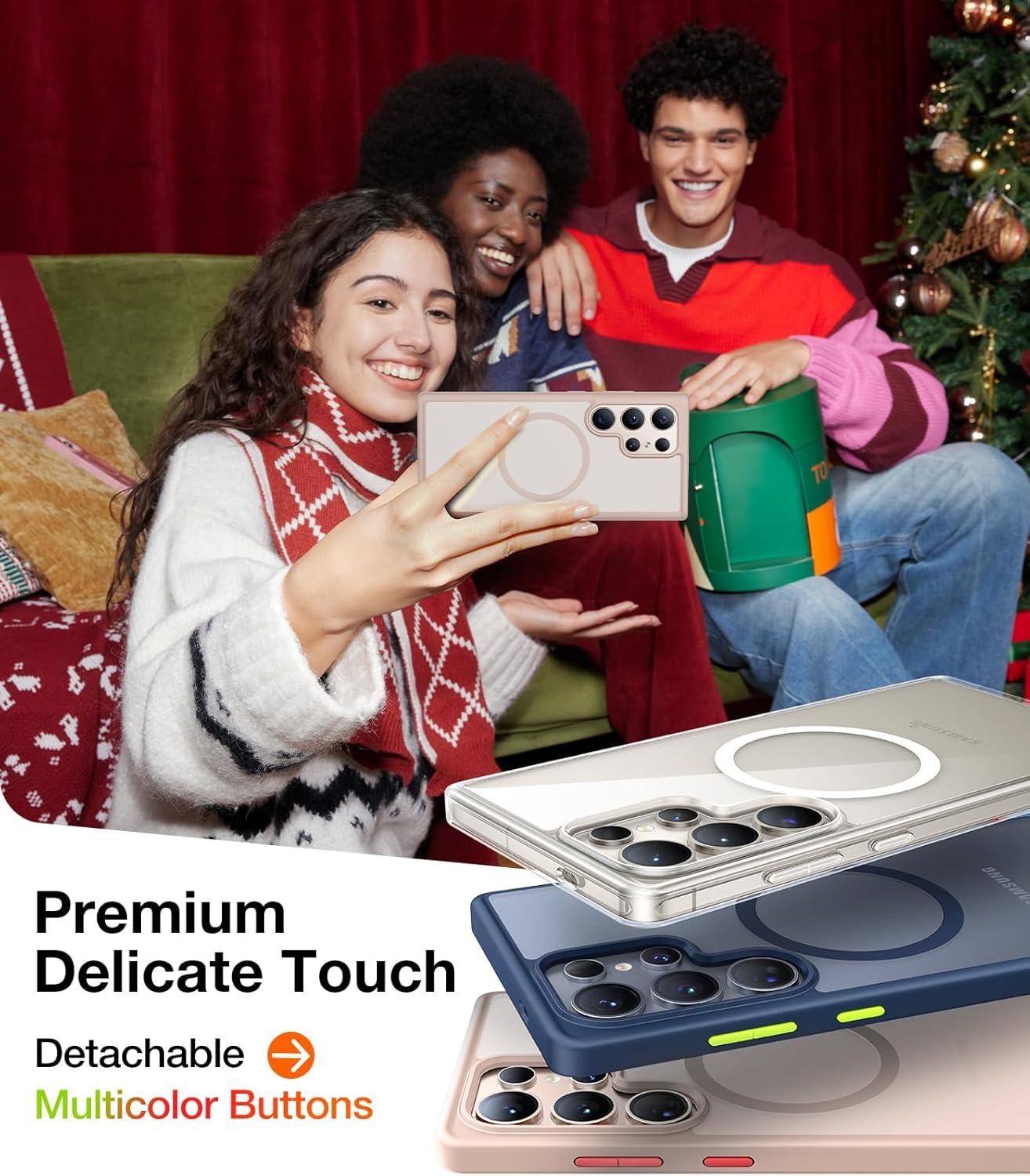 imageTORRAS Magnetic Shockproof for Samsung Galaxy S25 Ultra Case Fit for MagSafe 4X Military Grade Protection Translucent Slim Case for Samsung S25 Ultra Case AntiFingerprint AntiScratch BlackTitanium Pink Gold