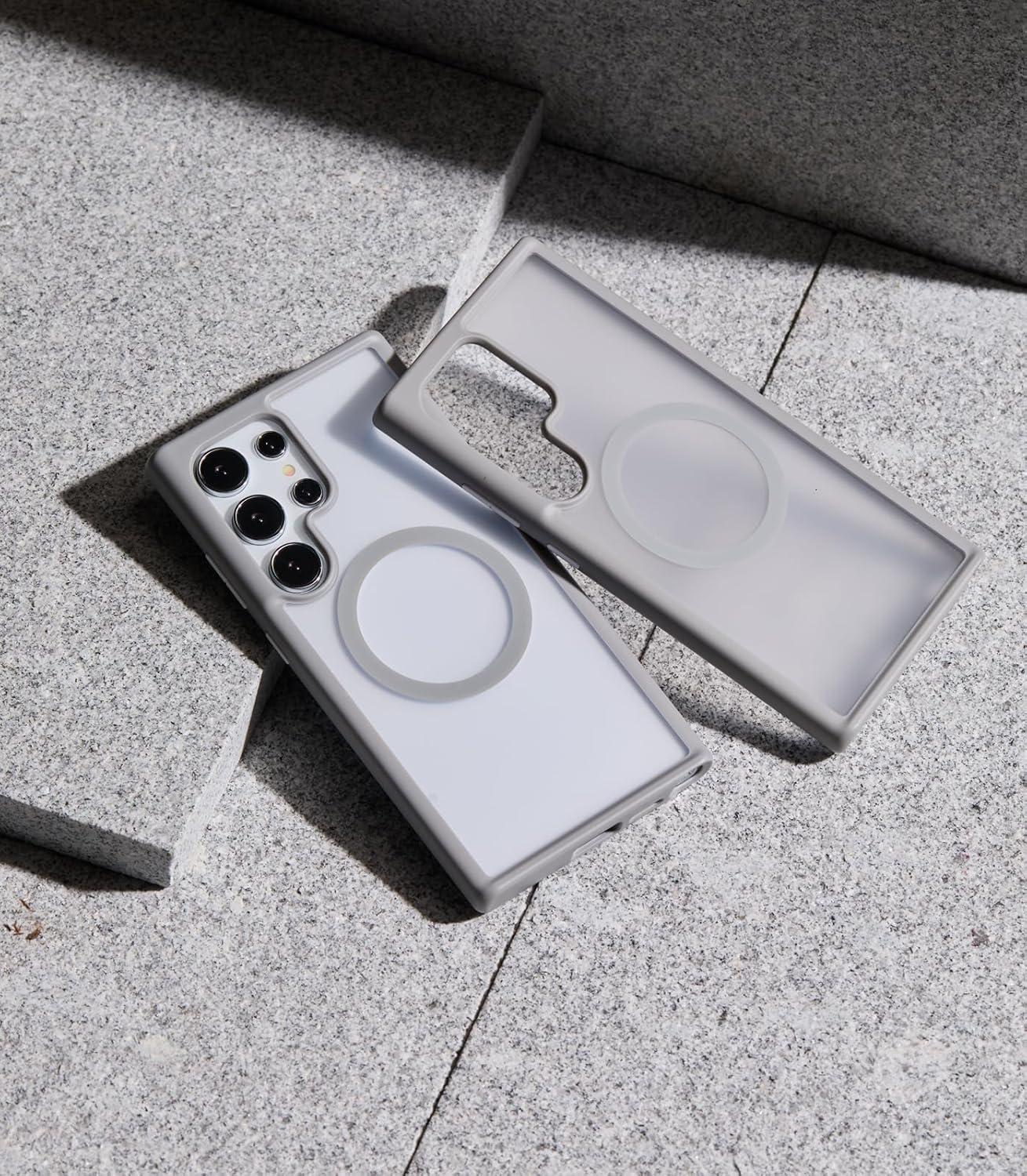 imageTORRAS Magnetic Shockproof for Samsung Galaxy S25 Ultra Case Fit for MagSafe 4X Military Grade Protection Translucent Slim Case for Samsung S25 Ultra Case AntiFingerprint AntiScratch BlackLight Gray