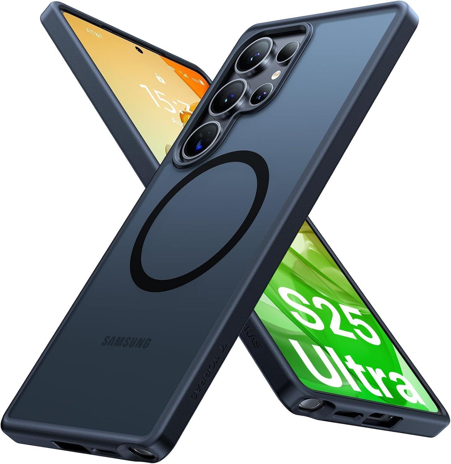 imageTORRAS Magnetic Shockproof for Samsung Galaxy S25 Ultra Case Fit for MagSafe 4X Military Grade Protection Translucent Slim Case for Samsung S25 Ultra Case AntiFingerprint AntiScratch BlackBlack