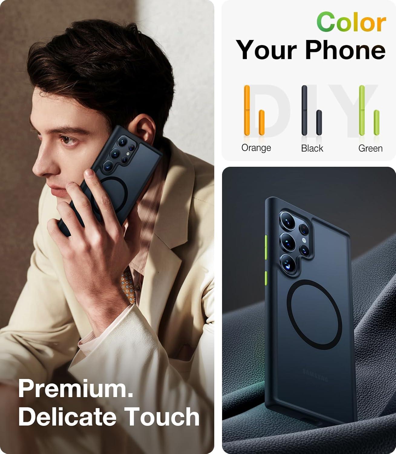 imageTORRAS Magnetic Shockproof for Samsung Galaxy S25 Ultra Case Fit for MagSafe 4X Military Grade Protection Translucent Slim Case for Samsung S25 Ultra Case AntiFingerprint AntiScratch BlackBlack