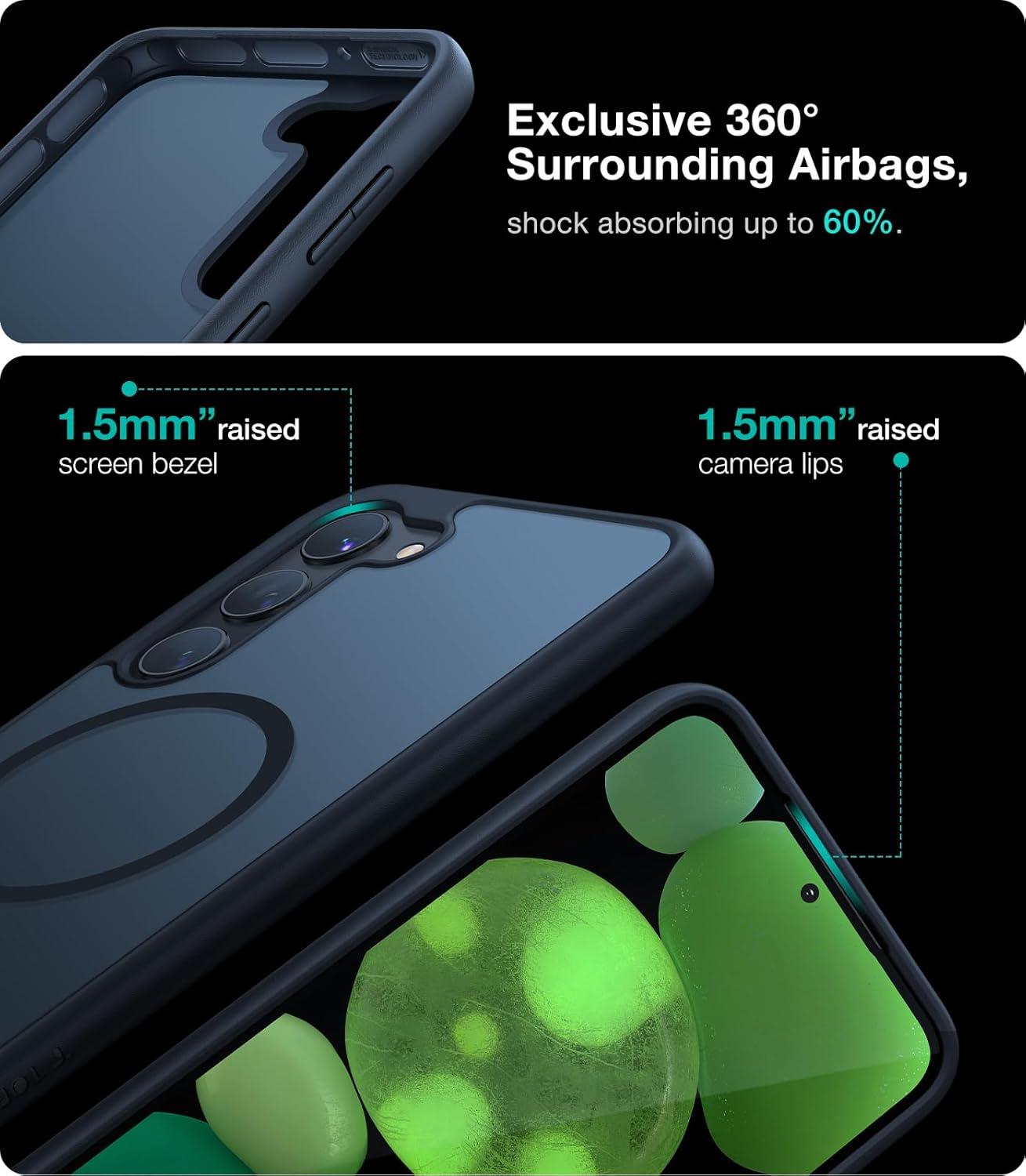 imageTORRAS Magnetic Shockproof for Samsung Galaxy S25 Ultra Case Fit for MagSafe 4X Military Grade Protection Translucent Slim Case for Samsung S25 Ultra Case AntiFingerprint AntiScratch BlackBlack