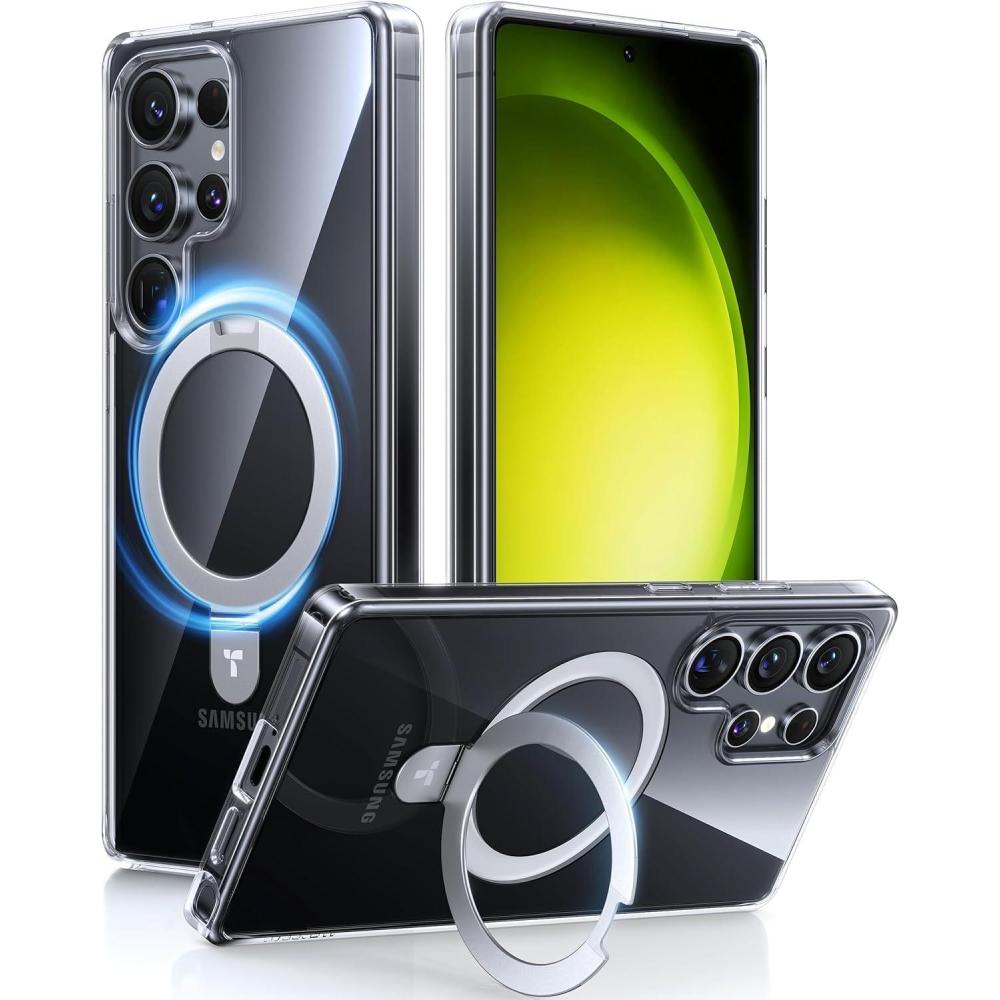 imageTORRAS Upgraded Magnetic amp Stand for Samsung Galaxy S25 Ultra Case Fit for Magsafe 12FT MilGrade Drop Protection Shockproof Translucent Slim for Samsung Galaxy S25 Ultra Case BlackClear