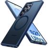 TORRAS Magnetic Shockproof for Samsung Galaxy S25 Ultra Case, Fit for MagSafe, 4X Military Grade Protection, Translucent Slim Case for Samsung S25 Ultra Case Anti-Fingerprint Anti-Scratch, Black(Navy Blue)