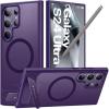 TORRAS Strong Magnetic & Seamless Stand for Samsung Galaxy S25 Ultra Case, Fit for MagSafe, Mil-Grade Drop Protection, Kickstand for Samsung Galaxy S25 Ultra Case, Translucent Back/Black Edge(Deep Purple)