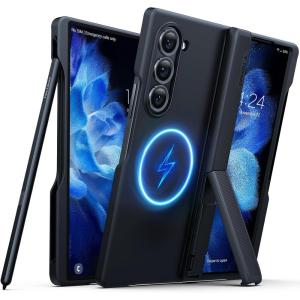 TORRAS Magnetic Armor Stand for Samsung Galaxy Z Fold 6 Case with S Pen Holder, MIL-Grade Hinge Protection, Compatible with MagSafe, Invisible Kickstand, Slim for Galaxy Z Fold 6 Case, Black(Black)
