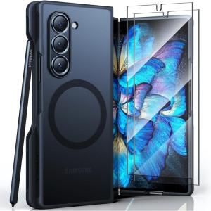 TORRAS Upgraded Magnetic Shockproof for Samsung Galaxy Z Fold 6 Case with S Pen Holder, [Fit for Magsafe] [Screen Protector Added] [Military Grade Drop Tested] Phone Case for Samsung Z Fold 6, Black(Black with S Pen Holder)