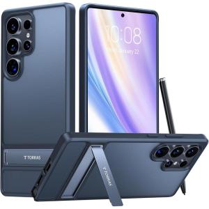 TORRAS for Samsung Galaxy S25 Ultra Case, [12FT Military-Grade Drop Protection] [Built-in Slim Kickstand] Matte Shockproof Cover for S25 Ultra Case, Sleek Grip Finish, Frosted Black