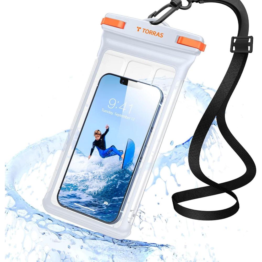 imageTORRAS IPX8 Waterproof Phone Pouch Underwater Screen Touchable Floating Waterproof Phone Case with Lanyard for iPhone 17 Pro Max 16 15 Pixel 10 Pro S25 Dry Bag Cruise Travel Essentials 69 WhiteWhite