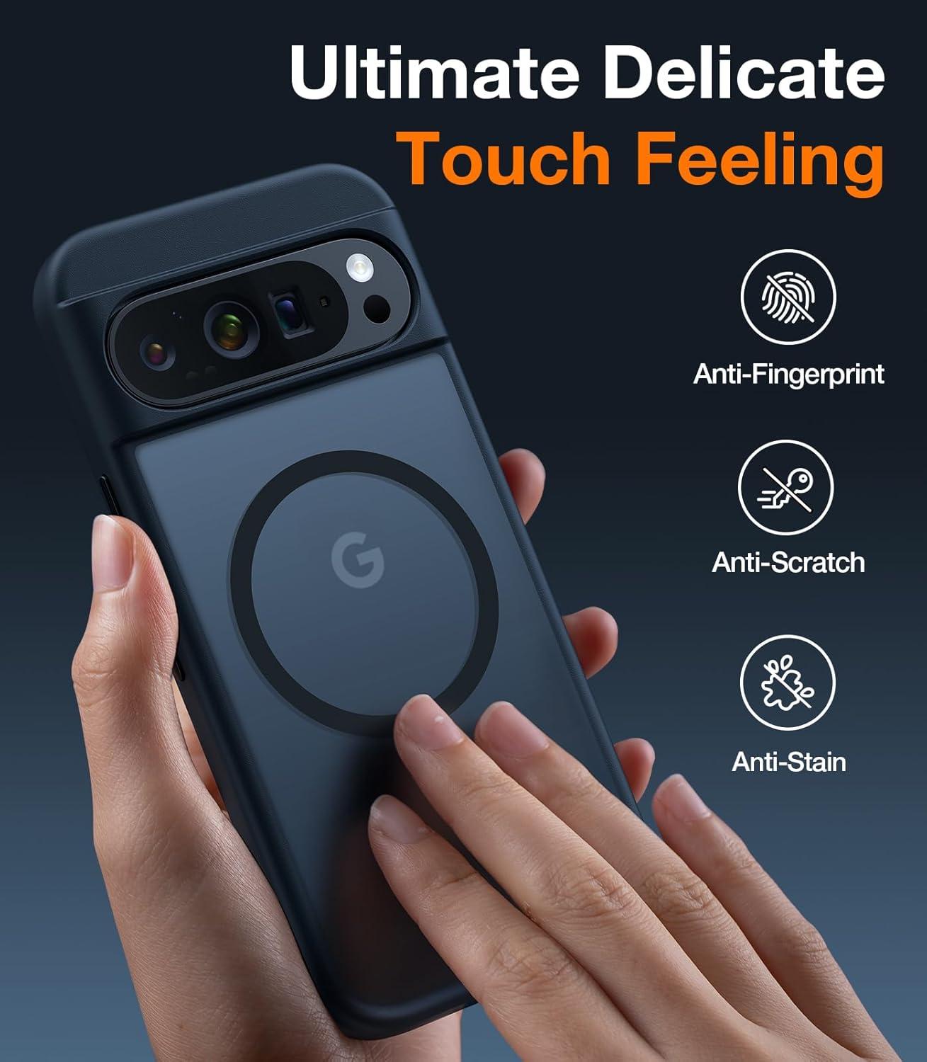 imageTORRAS Magnetic Shockproof for Google Pixel 10 Pro XL Case Strong Magnet fit for MagSafe 12FT MilGrade Protection Slim Translucent Matte Case for Pixel 10 Pro XL with MultiColor Buttons GreenBlack