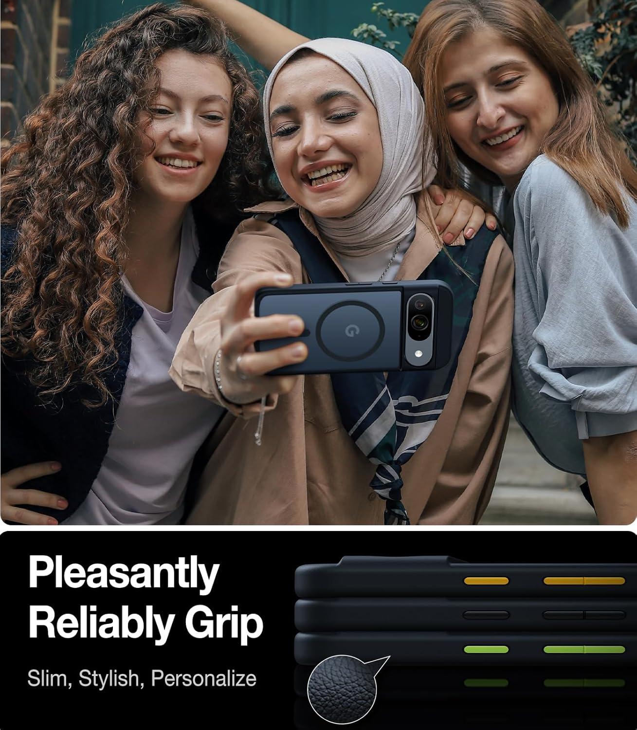 imageTORRAS Magnetic Shockproof for Google Pixel 10 Pro XL Case Strong Magnet fit for MagSafe 12FT MilGrade Protection Slim Translucent Matte Case for Pixel 10 Pro XL with MultiColor Buttons GreenBlack