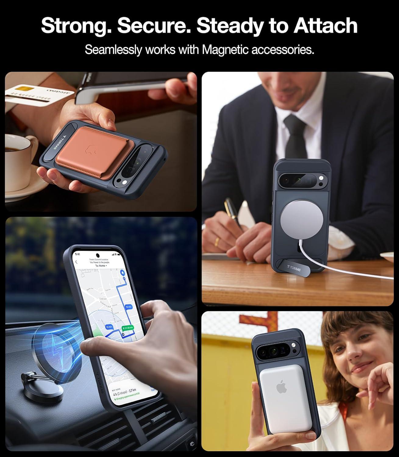 imageTORRAS Magnetic amp Stand for Google Pixel 10 Pro CasePixel 10 Case Fit for MagSafe amp Pixelsnap MilGrade Protection Slim Fit for Pixel 1010 Pro Phone Case with Flush Kickstand Translucent BlackBlack