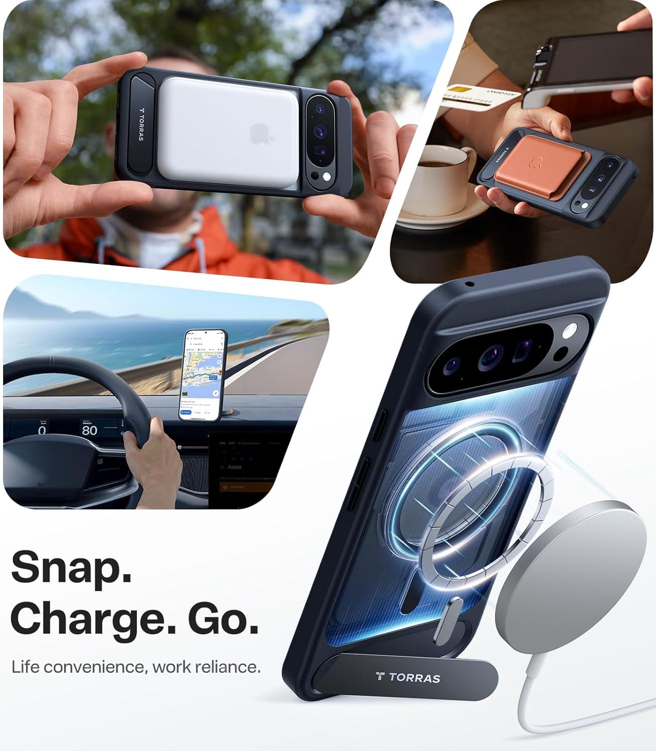 imageTORRAS Magnetic amp Stand for Google Pixel 10 Pro CasePixel 10 Case Fit for MagSafe amp Pixelsnap MilGrade Protection Slim Fit for Pixel 1010 Pro Phone Case with Flush Kickstand Translucent BlackBlack