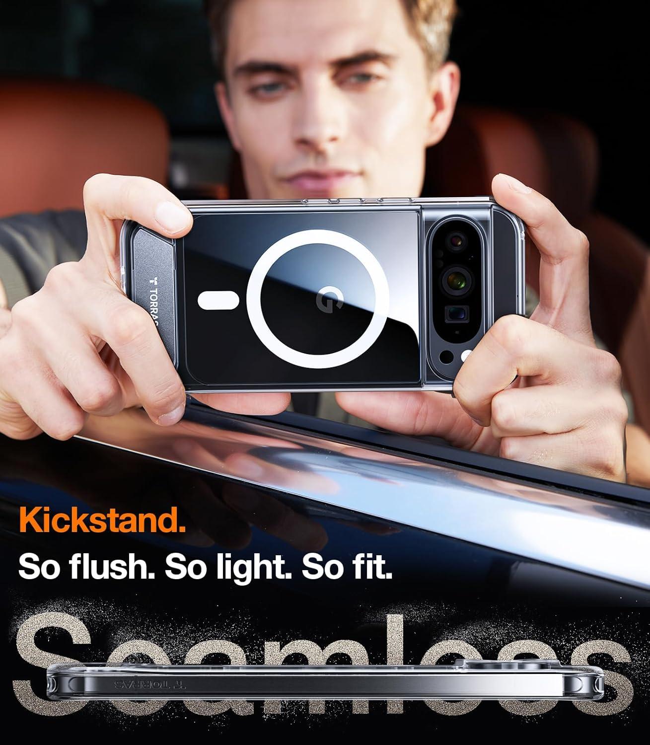 imageTORRAS Magnetic amp Stand for Google Pixel 10 Pro CasePixel 10 Case Fit for MagSafe amp Pixelsnap MilGrade Protection Slim Fit for Pixel 1010 Pro Phone Case with Flush Kickstand Translucent BlackClear