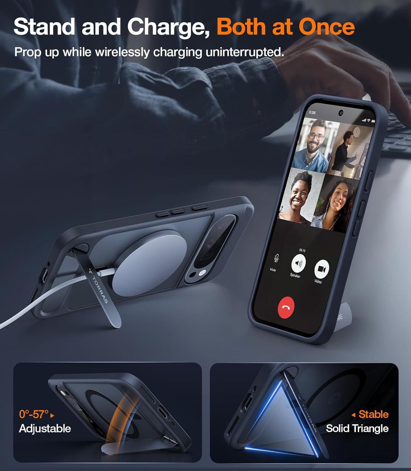 imageTORRAS Magnetic amp Stand for Google Pixel 10 Pro CasePixel 10 Case Fit for MagSafe amp Pixelsnap MilGrade Protection Slim Fit for Pixel 1010 Pro Phone Case with Flush Kickstand Translucent BlackBlack