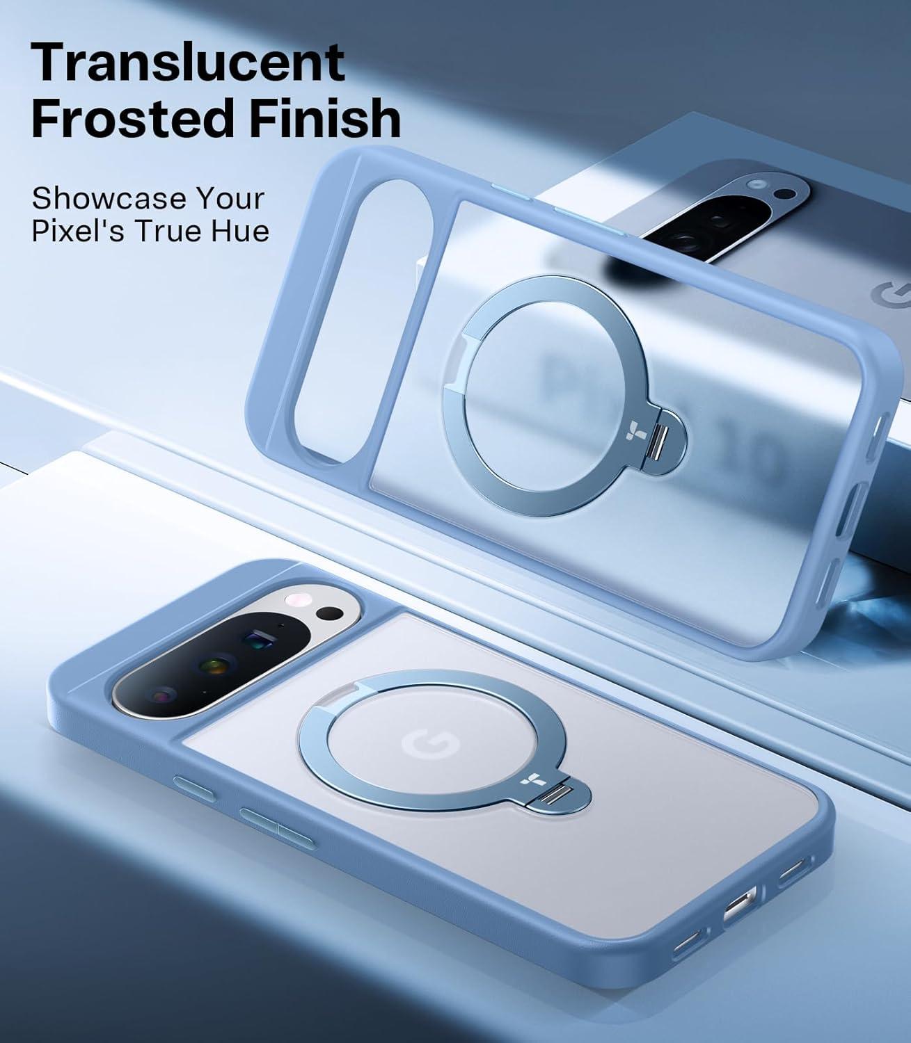 imageTORRAS Q3 Spin Magnetic 360 Stand for Google Pixel 10 Pro Case 10 Case Fit for Magsafe 4X Military Grade Protection Shockproof Pixel 10 Pro Phone Case with Stand Translucent BlackBlue