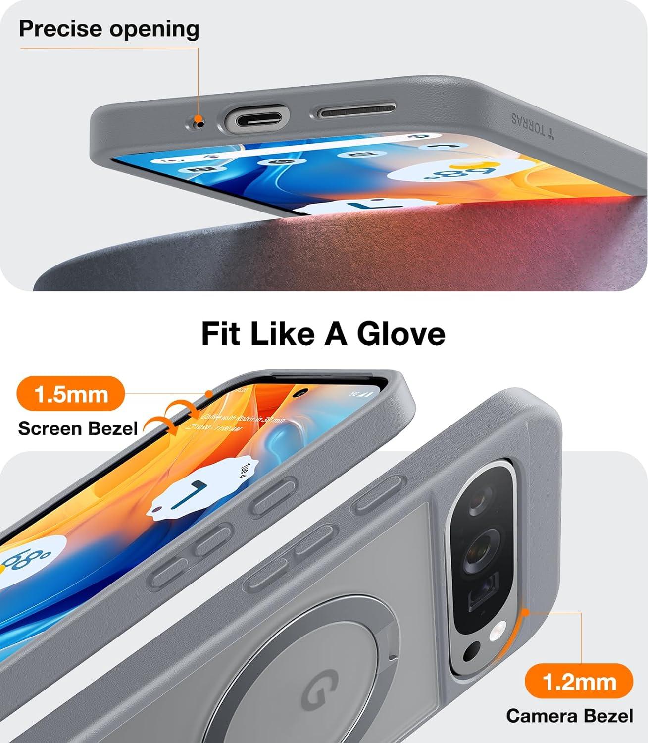 imageTORRAS Q3 Spin Magnetic 360 Stand for Google Pixel 10 Pro Case 10 Case Fit for Magsafe 4X Military Grade Protection Shockproof Pixel 10 Pro Phone Case with Stand Translucent BlackGray