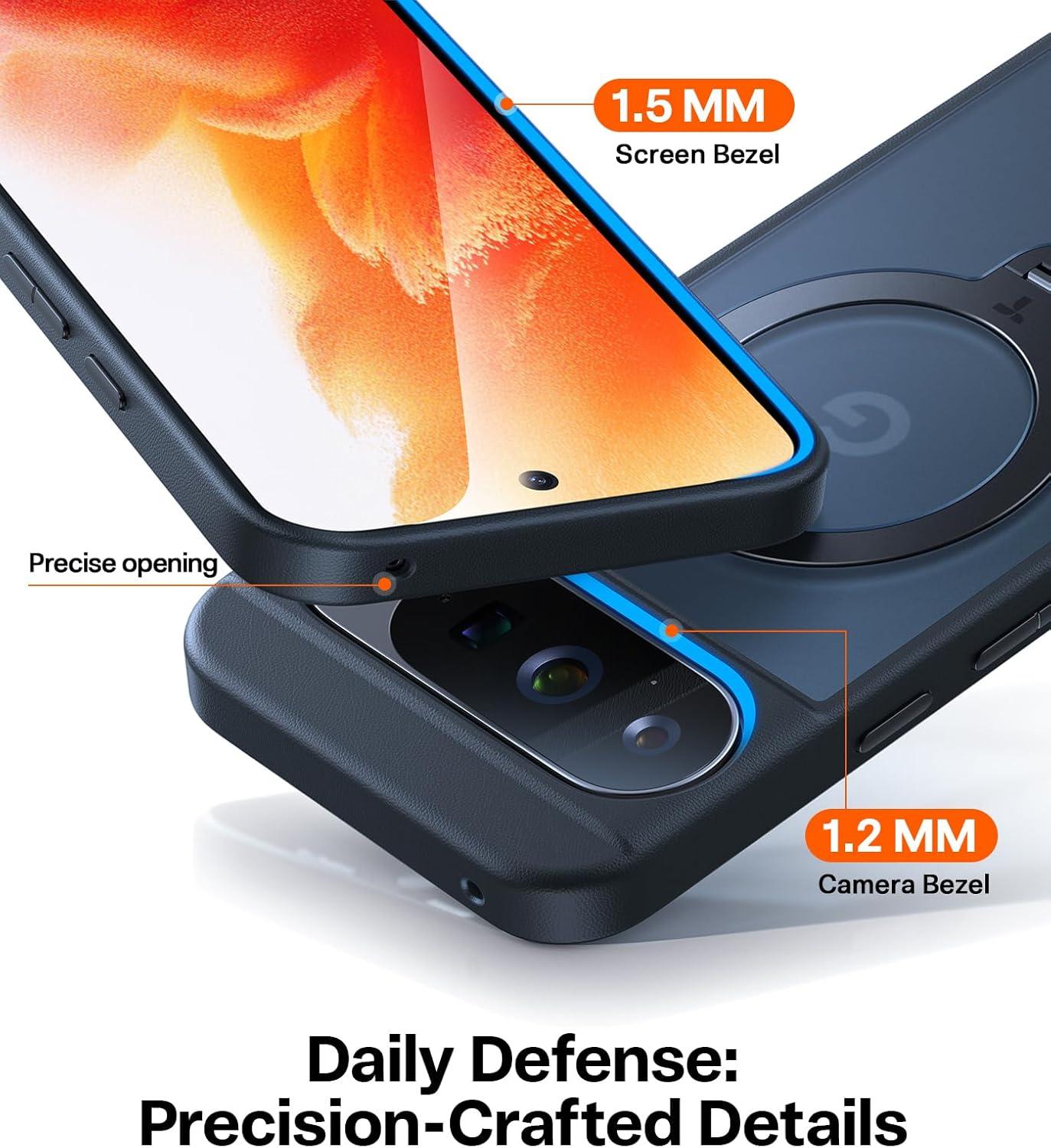 imageTORRAS Q3 Spin Magnetic 360 Stand for Google Pixel 10 Pro Case 10 Case Fit for Magsafe 4X Military Grade Protection Shockproof Pixel 10 Pro Phone Case with Stand Translucent BlackBlack