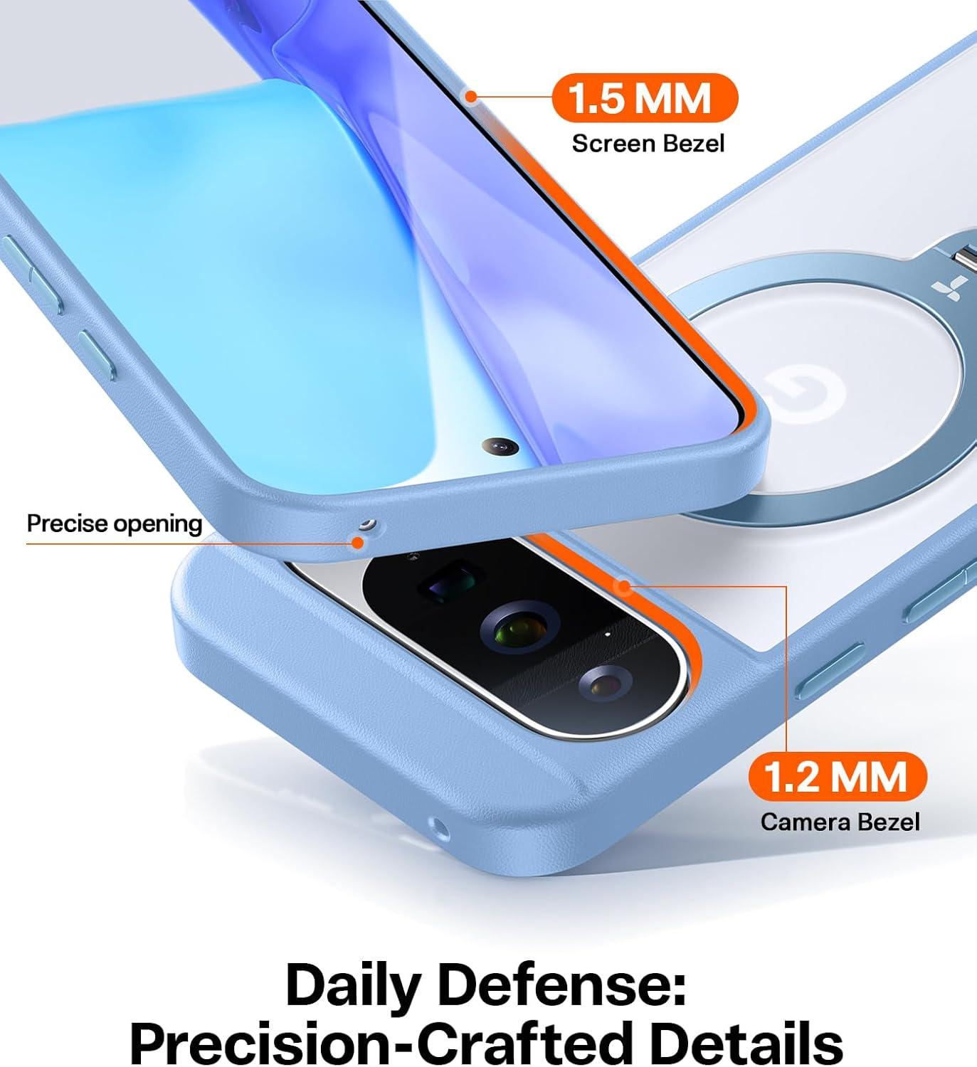 imageTORRAS Q3 Spin Magnetic 360 Stand for Google Pixel 10 Pro Case 10 Case Fit for Magsafe 4X Military Grade Protection Shockproof Pixel 10 Pro Phone Case with Stand Translucent BlackBlue