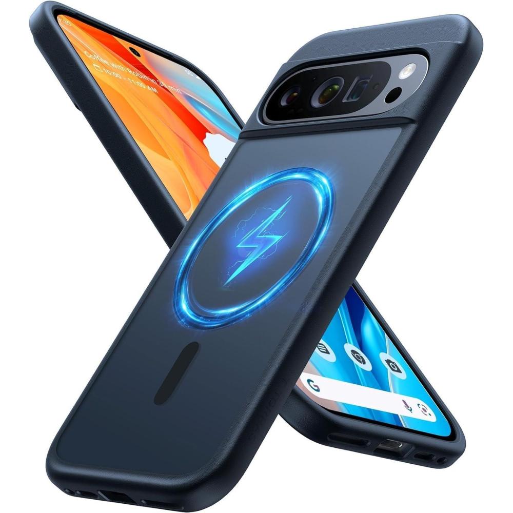 imageTORRAS Magnetic Shockproof for Google Pixel 10 Pro XL Case Strong Magnet fit for MagSafe 12FT MilGrade Protection Slim Translucent Matte Case for Pixel 10 Pro XL with MultiColor Buttons GreenBlack