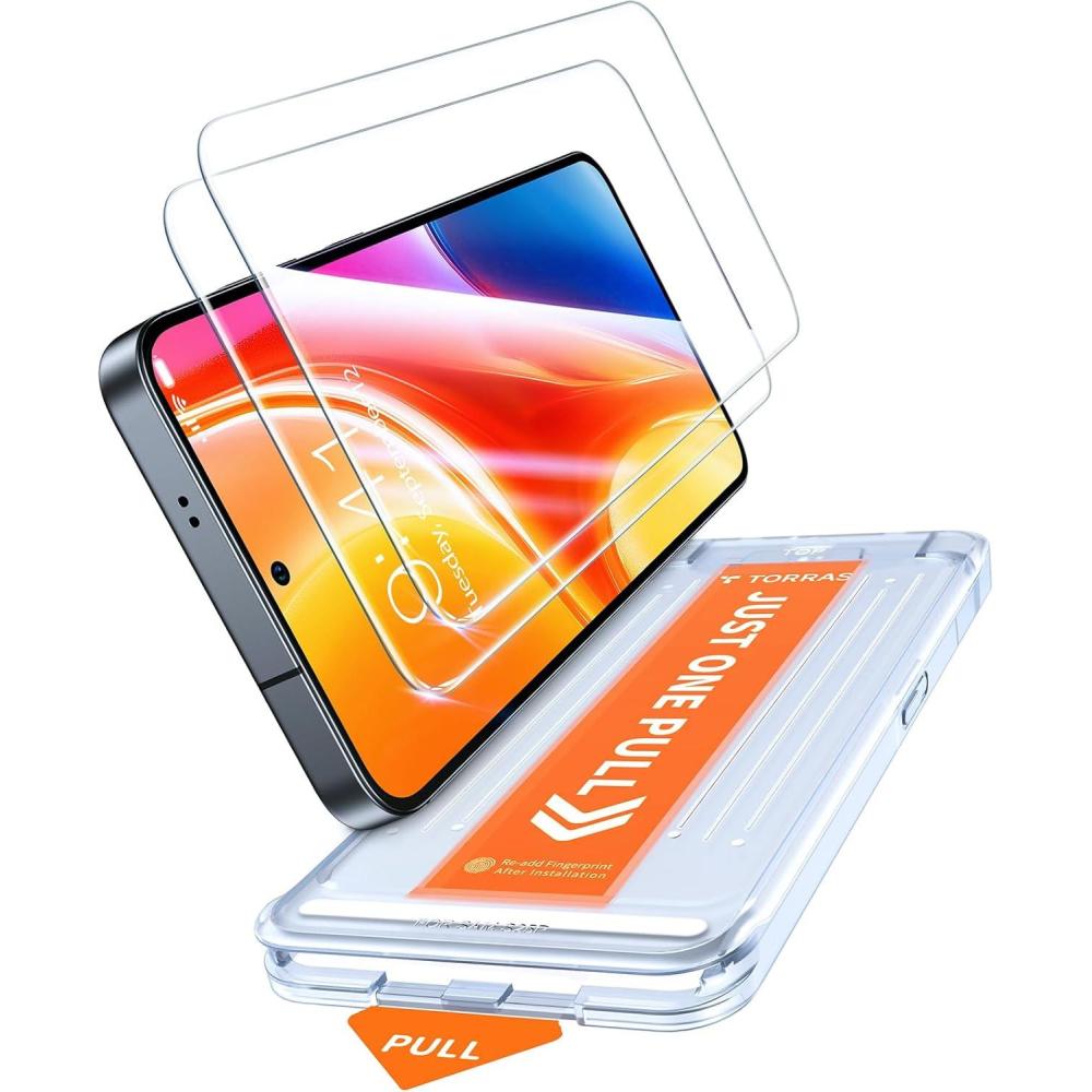 imageTORRAS MilitaryGrade for Google Pixel 10 Pro XLPixel 9 Pro XL Screen Protector 9H Full Coverage Tempered Glass 68 Easy Install BubbleFree CaseFriendly Fingerprint Compatible 2PackSamsung Galaxy S25 62 inch