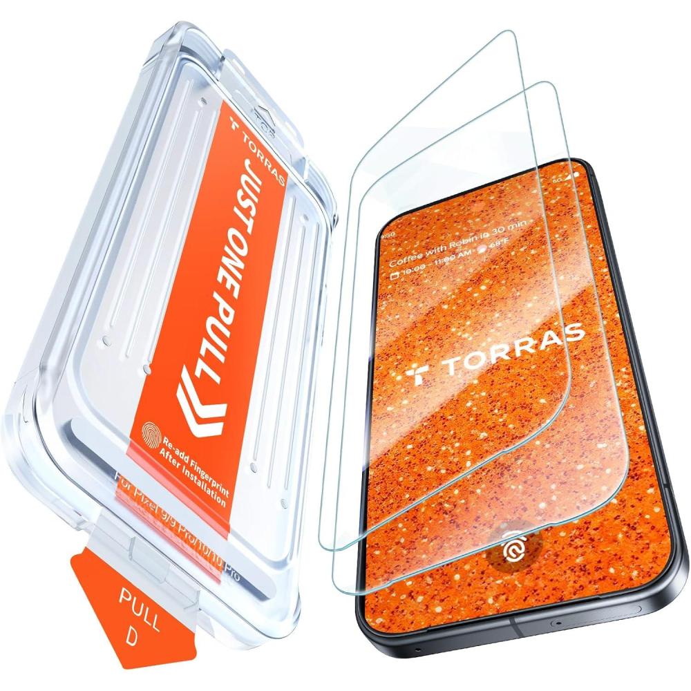 imageTORRAS MilitaryGrade for Google Pixel 10 Pro XLPixel 9 Pro XL Screen Protector 9H Full Coverage Tempered Glass 68 Easy Install BubbleFree CaseFriendly Fingerprint Compatible 2PackGoogle Pixel 10 Pro XLPixel 9 Pro XL 68 inch