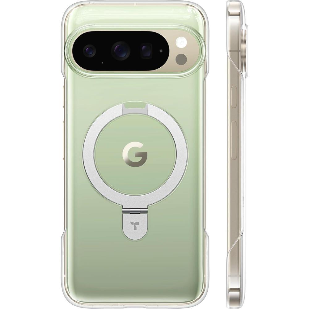 imageTORRAS Slim Magnetic Stand for Google Pixel 10 Pro CasePixel 10 Case Clear Ultra Thin Open Edge Design Never Yellowing Fit for MagSafe with Kickstand Caseless Touch Grip Ostand Case ClearClear